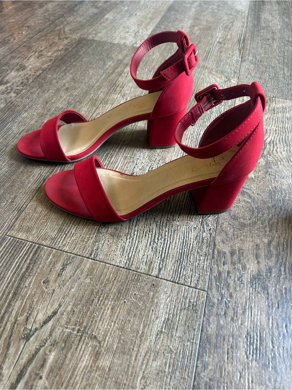 Red Ankle-Strap Block Heels